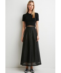 FOREVER 21 | FOREVER 21 Contemporary Pleated Shadow Stripe Maxi Skirt(スカート)