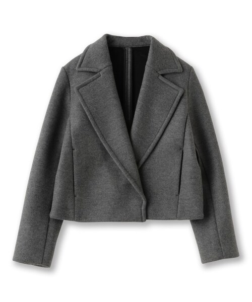 ADAM ET ROPE'(アダムエロペ)の「ボンディングショートブルゾン(ジャケット/アウター・レディース・チャコール/カーキ・36/38)」の2枚目の写真