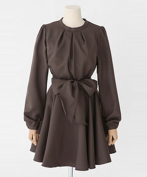 DHOLIC（ディーホリック）の「ウエストリボンフレアミニワンピース（ワンピース・レディース・ネイビー/ブラウン/ワイン・FREE）」の2枚目の写真