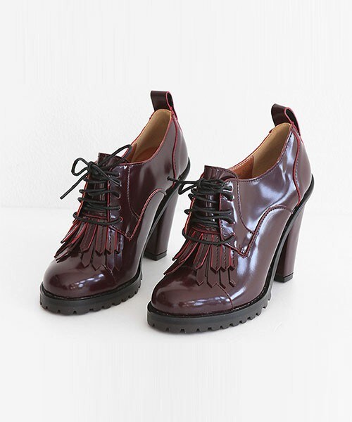 DHOLIC（ディーホリック）の「フリンジポイントオックスフォードブーティー（ブーティ・レディース・ブラック/ワイン・225/230/235/240/245/250）」の2枚目の写真