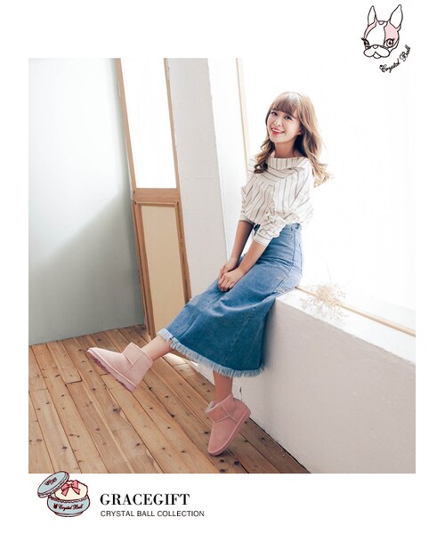 gracegift(グレースギフト)の「Hippie巴黎女伶徽章雪靴(その他・レディース・粉紅/杏/黑/紫/棕・35/36/37/38/39/40/41)」の22枚目の写真