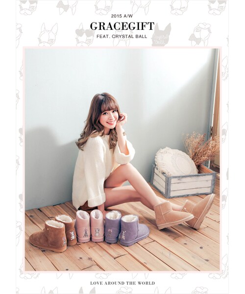 gracegift(グレースギフト)の「Hippie巴黎女伶徽章雪靴(その他・レディース・粉紅/杏/黑/紫/棕・35/36/37/38/39/40/41)」の7枚目の写真