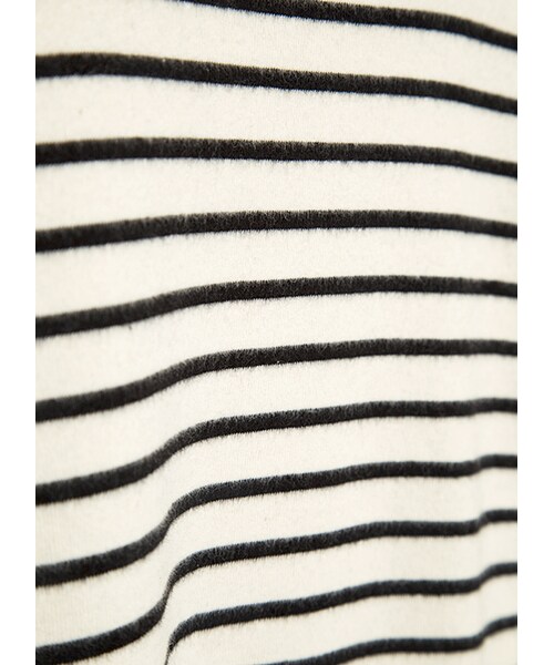 gracegift（グレースギフト）の「韓國平口橫條紋針織上衣（その他・レディース・白/黑・F）」の2枚目の写真