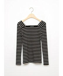 gracegift | 韓國平口橫條紋針織上衣(その他)