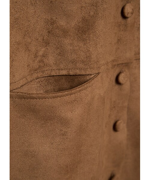 gracegift（グレースギフト）の「韓國麂皮排釦吊帶裙（その他・レディース・卡其・F）」の3枚目の写真