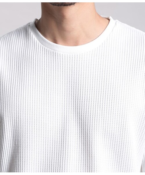 JUNRED（ジュンレッド）の「コンビネーションワッフルカットソー（トップス・メンズ・ブラック/ホワイト/グリーン系・S/M/L）」の7枚目の写真