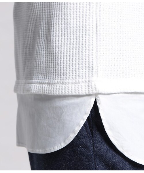 JUNRED（ジュンレッド）の「コンビネーションワッフルカットソー（トップス・メンズ・ブラック/ホワイト/グリーン系・S/M/L）」の10枚目の写真