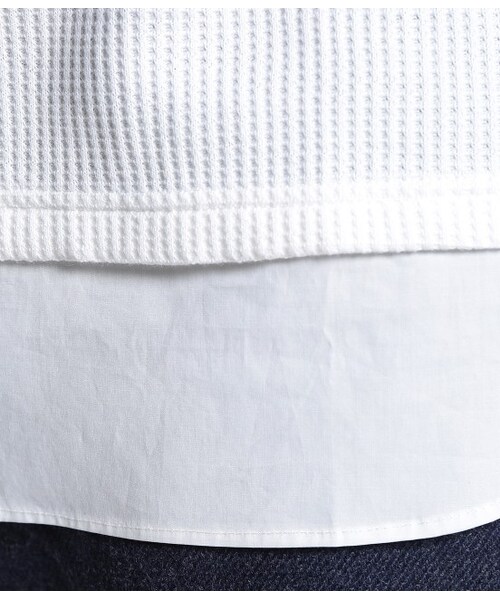 JUNRED（ジュンレッド）の「コンビネーションワッフルカットソー（トップス・メンズ・ブラック/ホワイト/グリーン系・S/M/L）」の11枚目の写真