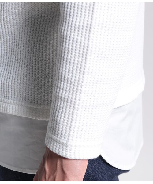 JUNRED（ジュンレッド）の「コンビネーションワッフルカットソー（トップス・メンズ・ブラック/ホワイト/グリーン系・S/M/L）」の9枚目の写真