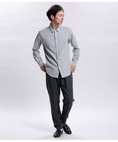 ADAM ET ROPE'（アダムエロペ）の「コットンフランネル フレンチフライシャツ（トップス・メンズ・グレー/ホワイト系・M/L）」の10枚目の写真