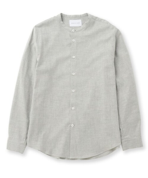 ADAM ET ROPE'（アダムエロペ）の「コットンフランネル バンドカラーシャツ（トップス・メンズ・グレー/ホワイト系・M/L）」の2枚目の写真