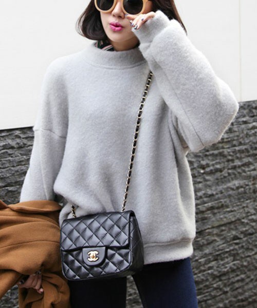 DHOLIC（ディーホリック）の「オーバーサイズモックネックプルオーバー（その他トップス・レディース・クリーム/ピンク/ミックスグレー/ライトグレー/ライトパープル・FREE）」の3枚目の写真