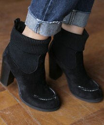 DHOLIC | スエード調ニットアンクルブーツ(ブーツ)