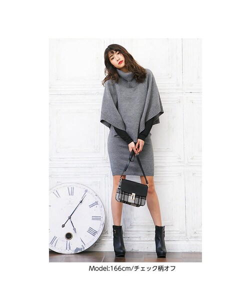 KOBE LETTUCE(コウベレタス)の「フェイクレザースクエアショルダーバッグ/レディース ゴールド金具付 B888(クラッチバッグ・レディース・ブラック/キャメル/チェック柄オフ・FREE)」の6枚目の写真