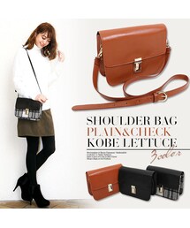 KOBE LETTUCE | フェイクレザースクエアショルダーバッグ/レディース ゴールド金具付 B888(バッグ)