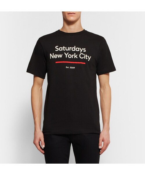 Saturdays NYC（サタデーズ ニューヨークシティ ）の「Saturdays Surf NYC Standard Underline Printed Cotton-Jersey T-Shirt（Tシャツ/カットソー・メンズ・Black・S/M/L/XL）」の6枚目の写真