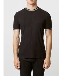 TOPMAN | Black Sports Trim Rib T-Shirt(Tシャツ/カットソー)
