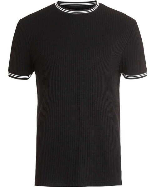 TOPMAN（トップマン）の「Black Sports Trim Rib T-Shirt（Tシャツ/カットソー・メンズ・Black・XXS/XS/S/M/L/XL）」の2枚目の写真