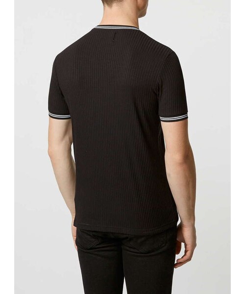 TOPMAN（トップマン）の「Black Sports Trim Rib T-Shirt（Tシャツ/カットソー・メンズ・Black・XXS/XS/S/M/L/XL）」の5枚目の写真