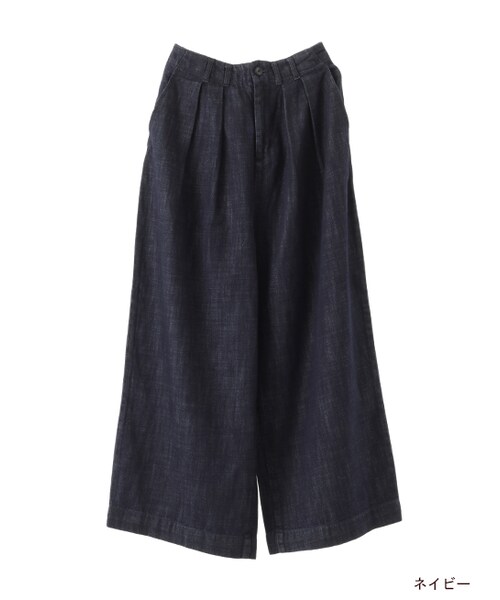 w closet（ダブルクローゼット）の「デニムタックワイドパンツ（パンツ・レディース・ブルー/ネイビー/ブラック・FREE）」の3枚目の写真