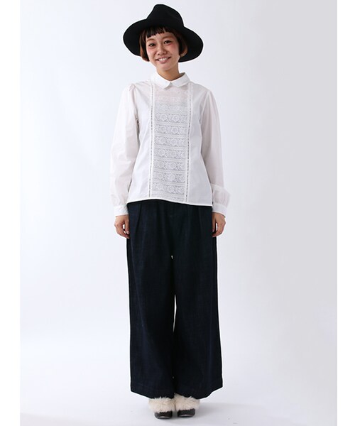 w closet（ダブルクローゼット）の「デニムタックワイドパンツ（パンツ・レディース・ブルー/ネイビー/ブラック・FREE）」の12枚目の写真