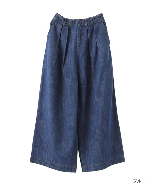 w closet（ダブルクローゼット）の「デニムタックワイドパンツ（パンツ・レディース・ブルー/ネイビー/ブラック・FREE）」の2枚目の写真