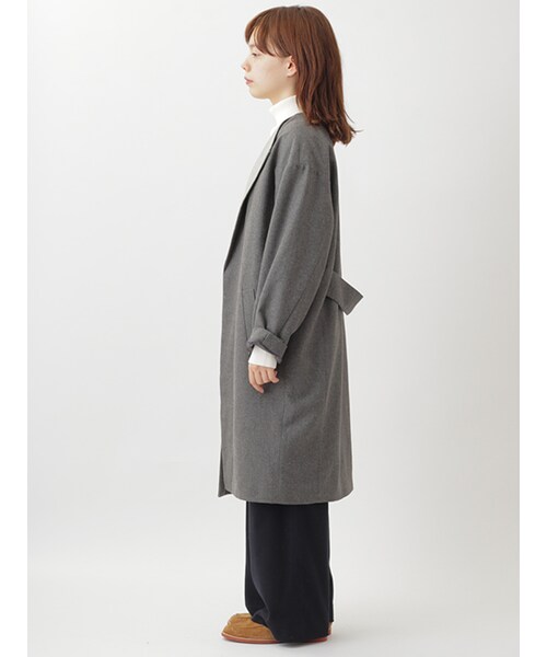 w closet(ダブルクローゼット)の「無地ノーカラーコート(ジャケット/アウター・レディース・グレー/チャコールグレー・FREE)」の4枚目の写真