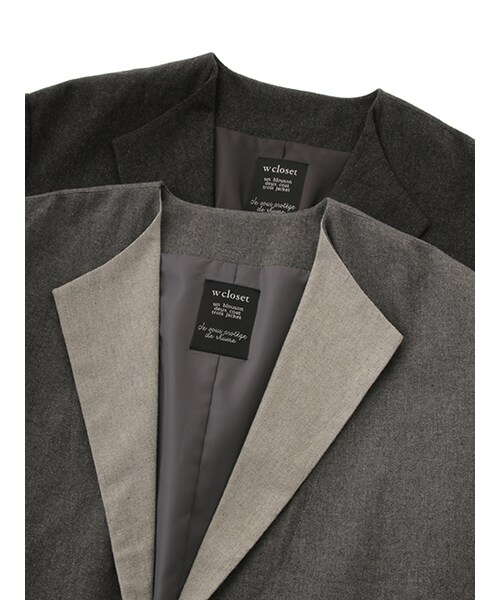 w closet(ダブルクローゼット)の「無地ノーカラーコート(ジャケット/アウター・レディース・グレー/チャコールグレー・FREE)」の9枚目の写真