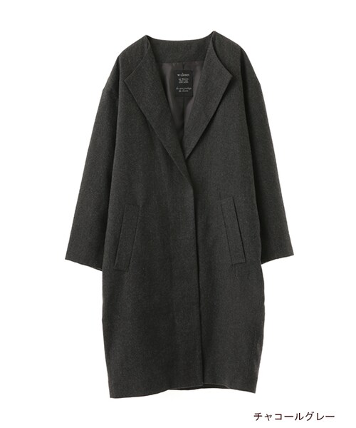 w closet(ダブルクローゼット)の「無地ノーカラーコート(ジャケット/アウター・レディース・グレー/チャコールグレー・FREE)」の2枚目の写真