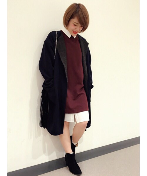 w closet（ダブルクローゼット）の「配色ノーカラーコーディガン 