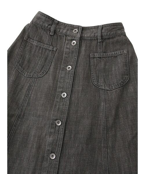 w closet（ダブルクローゼット）の「裾フリンジデニム前開きスカート（スカート・レディース・グレー/ブラック・FREE）」の6枚目の写真