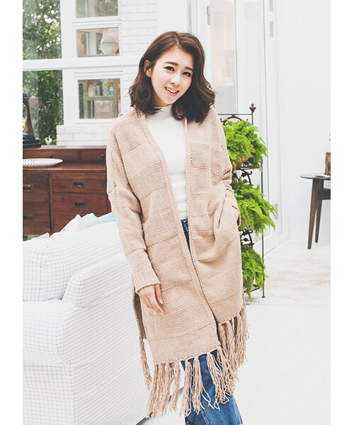 gracegift（グレースギフト）の「甜心微高領針織上衣（トップス・レディース・灰/條紋/白/黑條紋・F）」の6枚目の写真