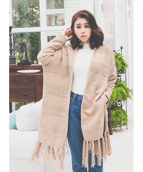 gracegift（グレースギフト）の「甜心微高領針織上衣（トップス・レディース・灰/條紋/白/黑條紋・F）」の5枚目の写真