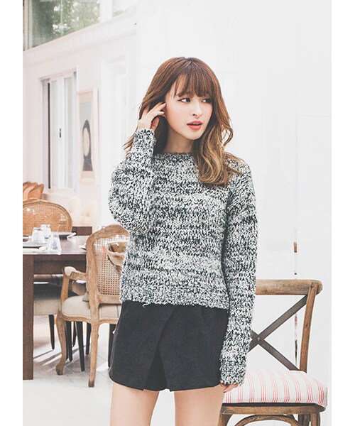 gracegift（グレースギフト）の「韓國初秋麂皮前交疊短褲裙（その他・レディース・黑・F）」の4枚目の写真