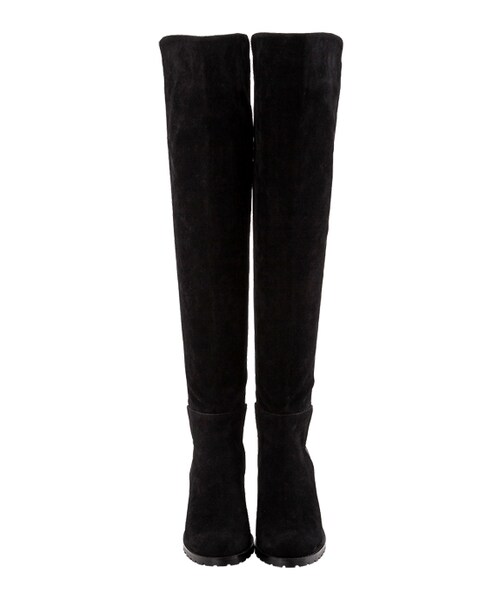 gracegift（グレースギフト）の「絨布拼接彈性貼腿過膝長靴（シューズ・レディース・黑・35/36/37/38/39/40/41）」の3枚目の写真