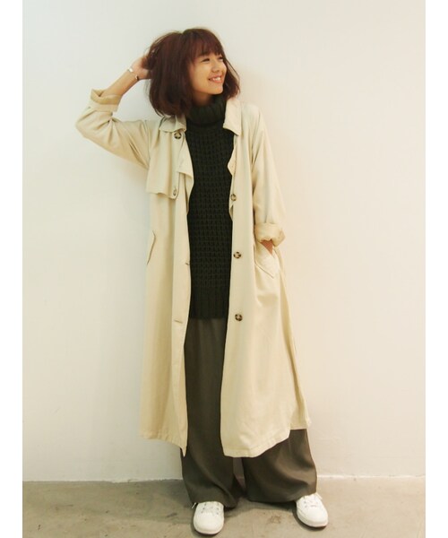 Ungrid（アングリッド）の「ルーズタートルノースリニット（トップス・レディース・オフホワイト/カーキ・F）」の5枚目の写真