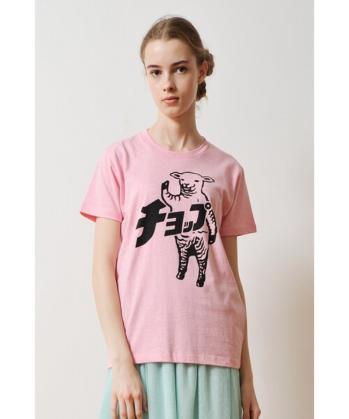 Design Tshirts Store graniph(デザイン ティーシャツ ストア グラニフ)の「Lamb Chop Short Sleeve Print Tee(トップス・PINK/YELLOW・M/S)」の2枚目の写真