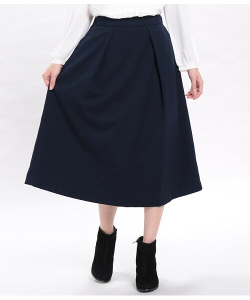 VIS（ビス）の「ミモレ丈クラシックスカート（スカート・レディース・カーキ/ネイビー・S/M）」の3枚目の写真