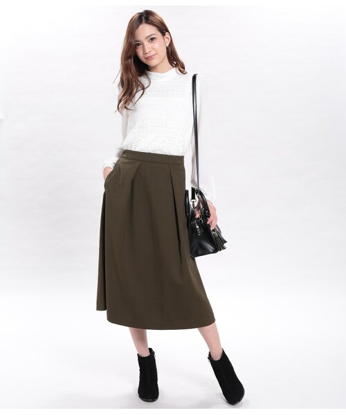 VIS（ビス）の「ミモレ丈クラシックスカート（スカート・レディース・カーキ/ネイビー・S/M）」の10枚目の写真