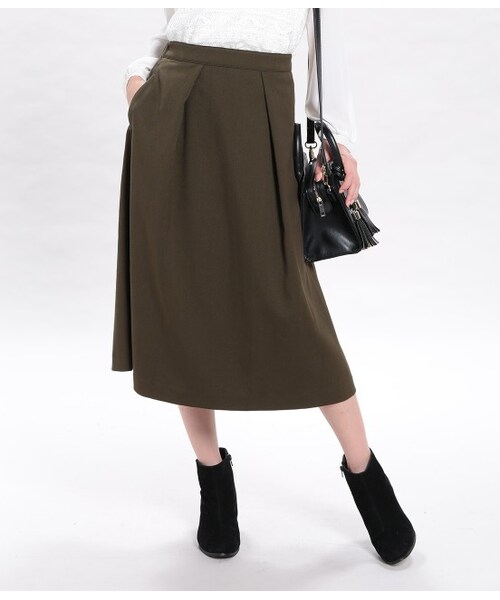 VIS（ビス）の「ミモレ丈クラシックスカート（スカート・レディース・カーキ/ネイビー・S/M）」の2枚目の写真