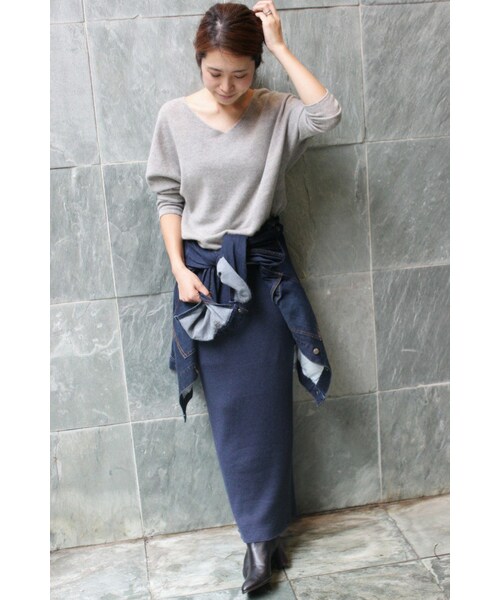 IENA（イエナ）の「《追加》CHESS ホールガーメントVネックプルオーバー◆（トップス・レディース・グレーB/ナチュラル/パープル・フリー）」の19枚目の写真