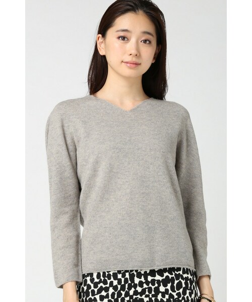 IENA（イエナ）の「《追加》CHESS ホールガーメントVネックプルオーバー◆（トップス・レディース・グレーB/ナチュラル/パープル・フリー）」の7枚目の写真