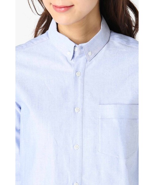 LIMITLESS LUXURY（リミットレスラグジュアリー）の「チビエリツキシャツ（トップス・レディース・ホワイト/サックスブルー・フリー）」の6枚目の写真