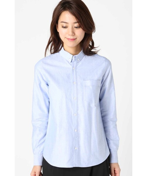 LIMITLESS LUXURY（リミットレスラグジュアリー）の「チビエリツキシャツ（トップス・レディース・ホワイト/サックスブルー・フリー）」の3枚目の写真