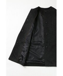 【plage プラージュ】美品 plage（プラージュ）の「【R'IAM】ノーカラーコート◇（その他アウター 黒 ロング アルパカ ノーカラーコート シャギー ジャケット・アウター