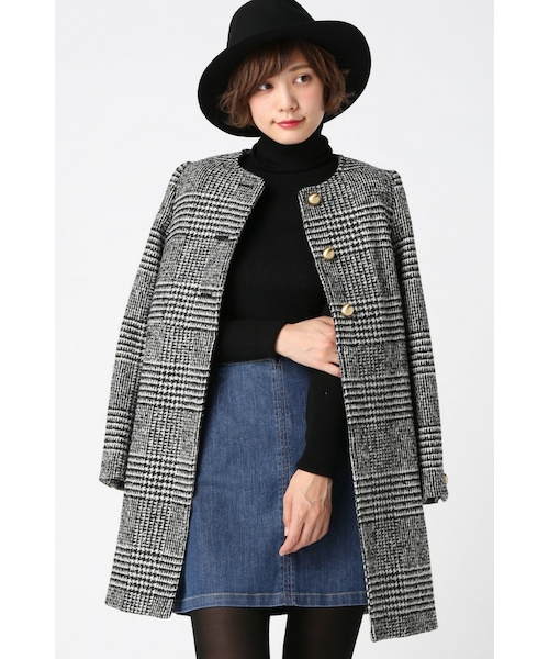 SLOBE IENA チェック柄コート SLOBE IENA（スローブイエナ） 18AW ツイードチェックチェスターコート