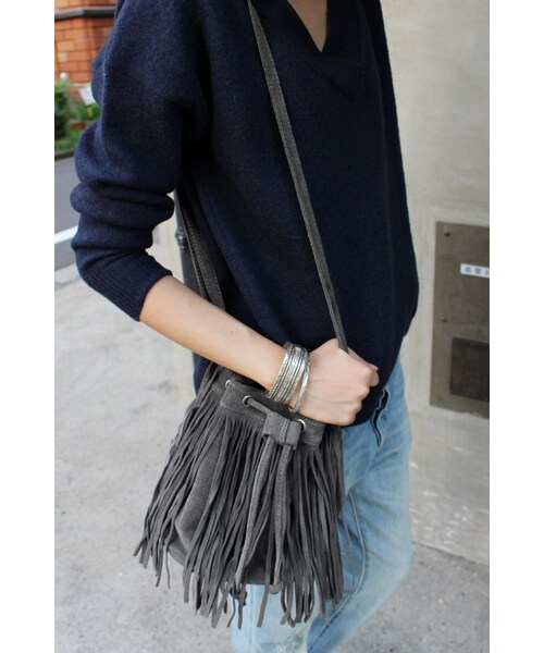 SLOBE IENA(スローブイエナ)の「《追加4予約》JULIA スエードフリンジBAG◆(バッグ・レディース・グレー/キャメル/ネイビー・フリー)」の1枚目の写真