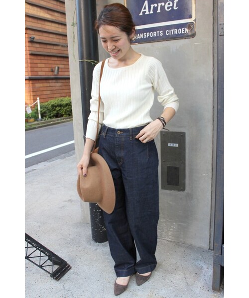 SLOBE IENA（スローブイエナ）の「《追加予約》12Gウォッシャブルウール ワイドリブクルーネックプルオーバー◆（トップス・レディース・ブラック/グレー/ホワイト/ベージュ・フリー）」の7枚目の写真