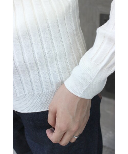 SLOBE IENA（スローブイエナ）の「《追加予約》12Gウォッシャブルウール ワイドリブクルーネックプルオーバー◆（トップス・レディース・ブラック/グレー/ホワイト/ベージュ・フリー）」の14枚目の写真