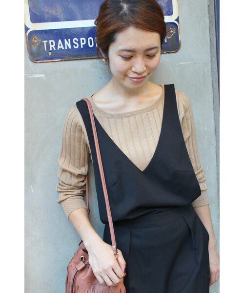 SLOBE IENA（スローブイエナ）の「《追加予約》12Gウォッシャブルウール ワイドリブクルーネックプルオーバー◆（トップス・レディース・ブラック/グレー/ホワイト/ベージュ・フリー）」の4枚目の写真